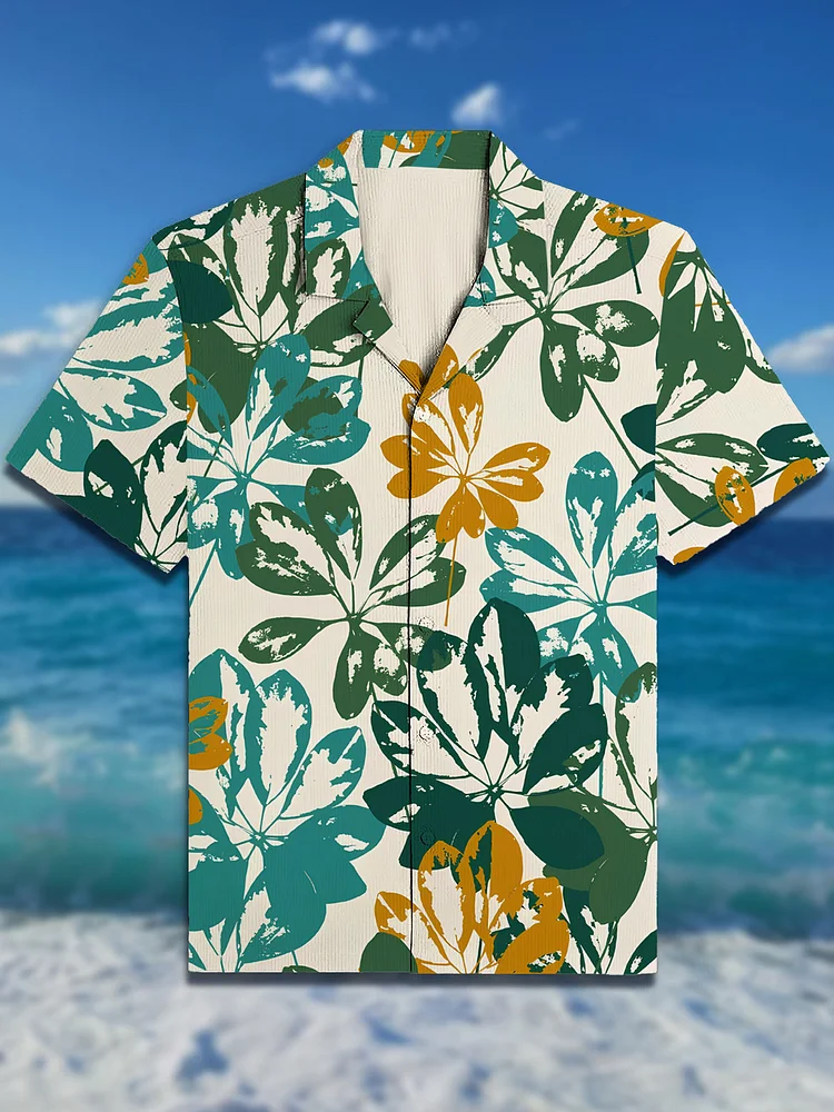 Men's Hawaii Style Plants All Over Print Shirt