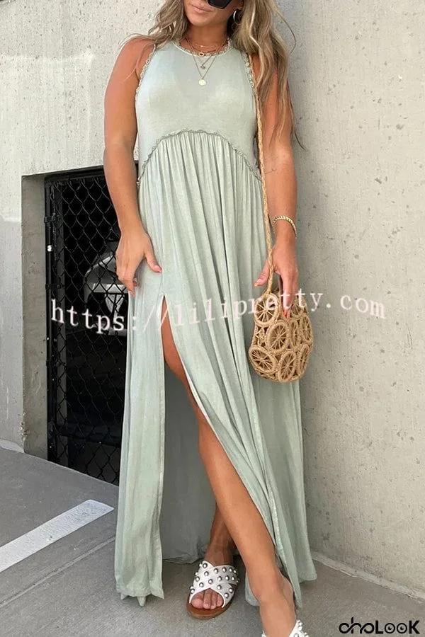 Slit Casual Simple Loose Maxi Dress