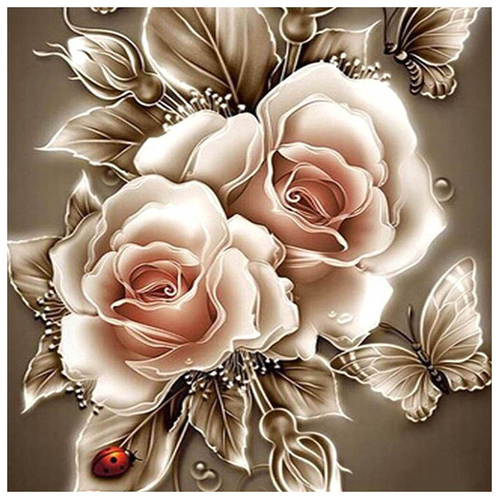 Butterfly Flower 30*30cm(canvas) full round drill diamond painting