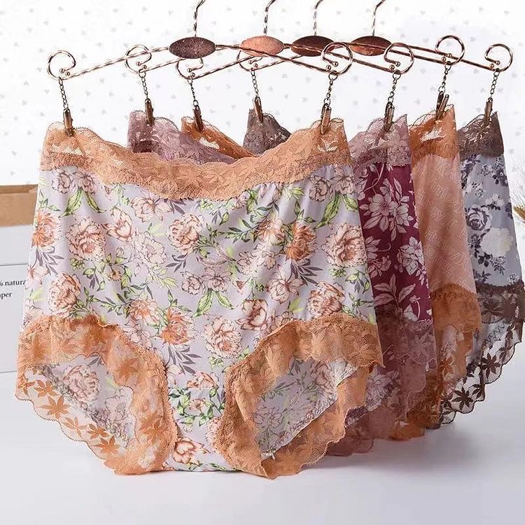 [3 PCS] Soft Modal Lace Print Panties