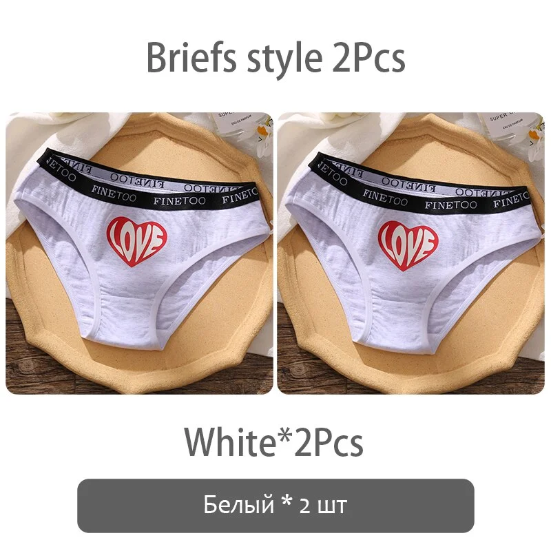 FINETOO Fashion Printing Panties Love Heart Cotton Underwear Women M-2XL Female Underpants Plus Size Girls Briefs Lingerie 2021