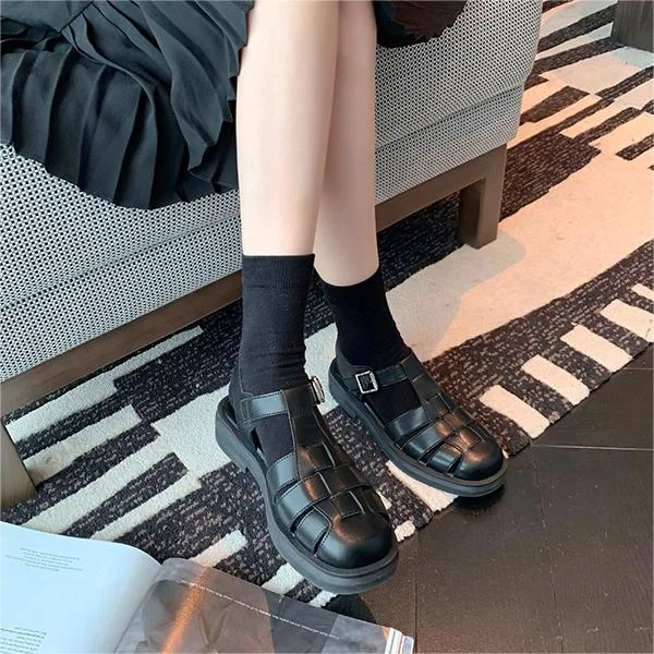 Hollow Woven Toe And Thick Soled Roman Sandals  Stunahome.com