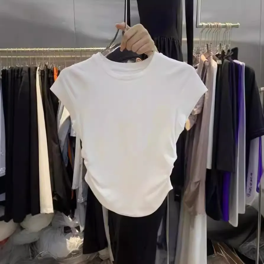 Brownm Brownm Girl Pure Want To Accept Waist T-Shirt Short Sleeve Female 2024 Summer New Solid Color Bottom Cover Slim Short Jacket Female