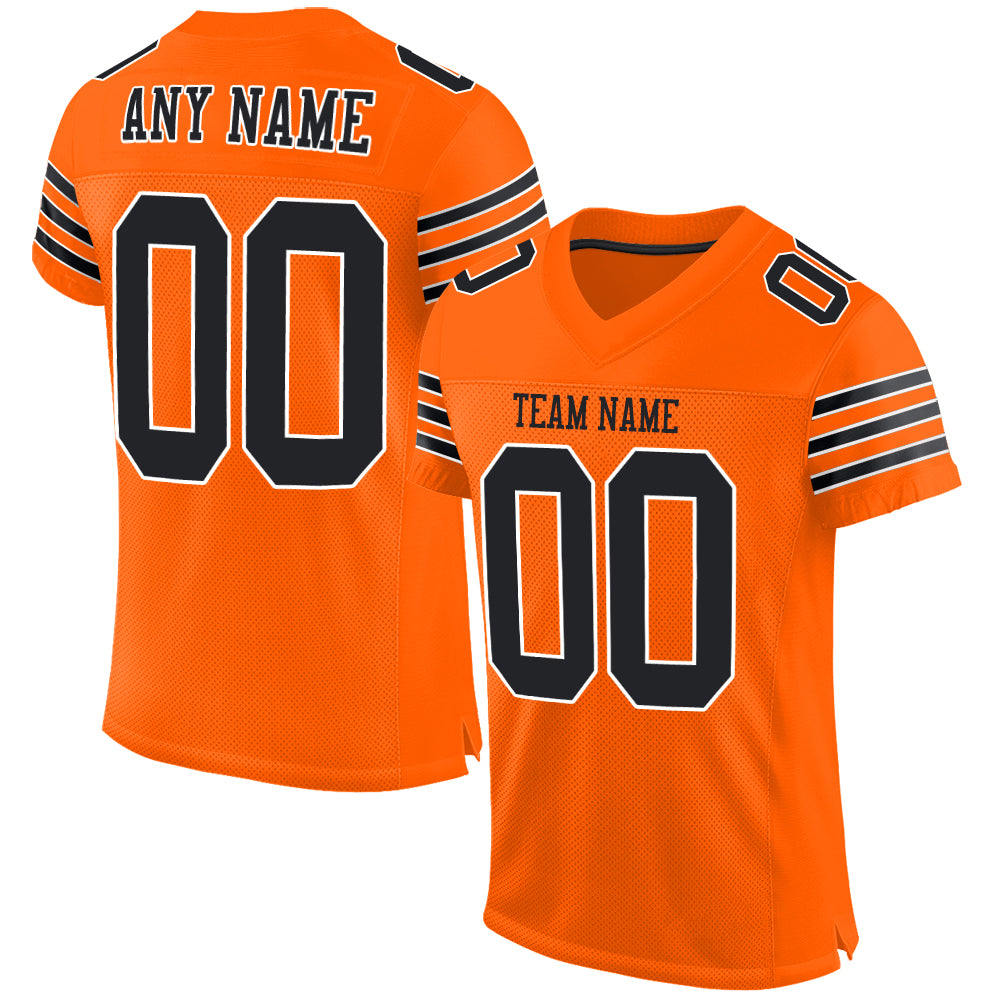 Custom Orange Black-White Mesh Authentic Football Jersey | captainssportss.com