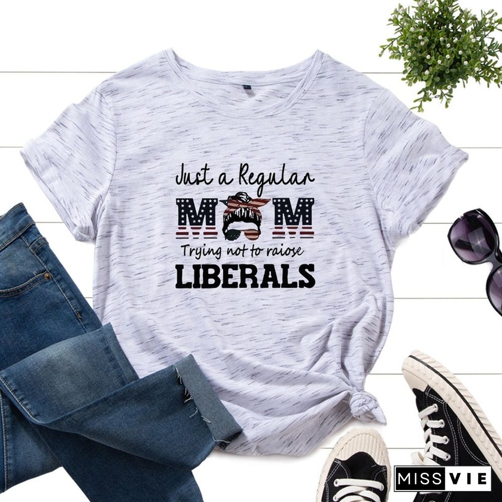 Casual Women Graphic Fashion Short Sleeve Letter Print Female Summer Cotton T-shirt Ladies Regular Daily Round Neck Tee Top