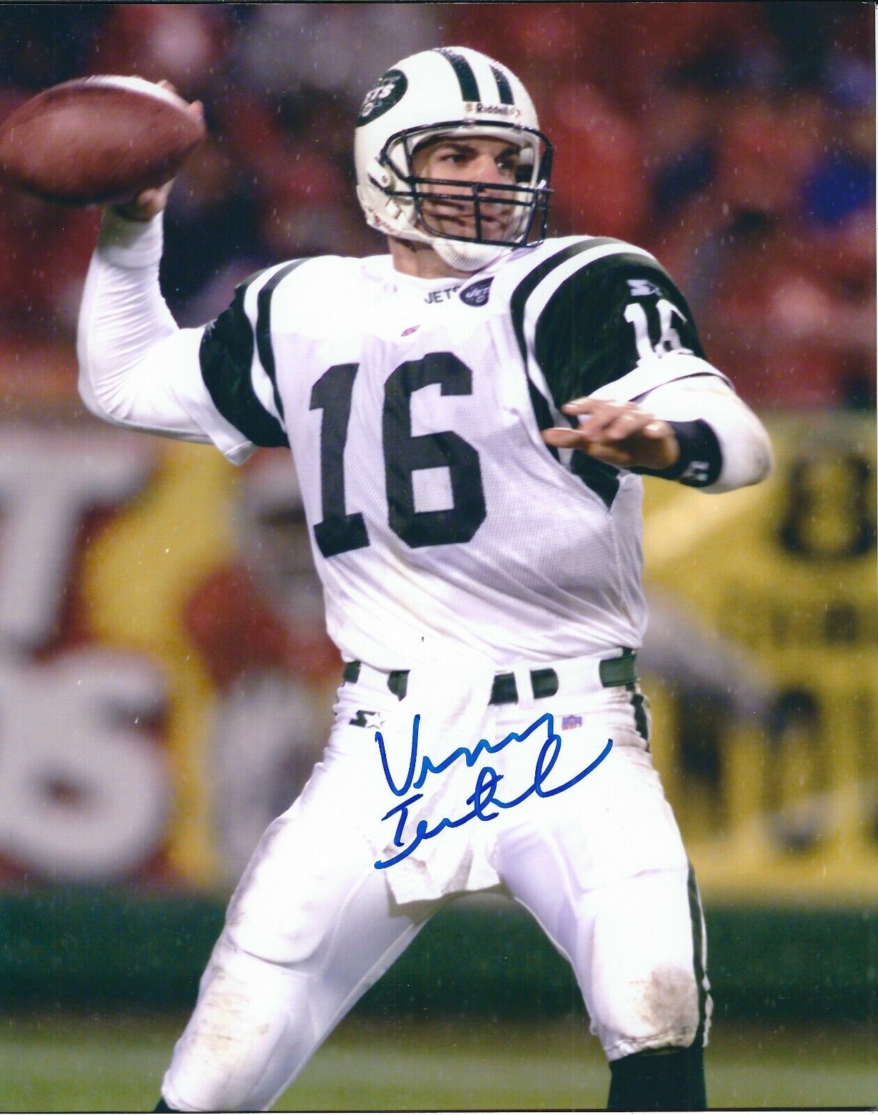 Autographed VINNY TESTAVERDE New York Jets 8x10 Photo Poster painting - w/COA