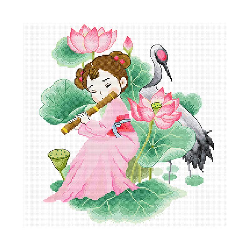 

Lotus Fun - 11CT Stamped Cross Stitch - 50*50cm, 501 Original