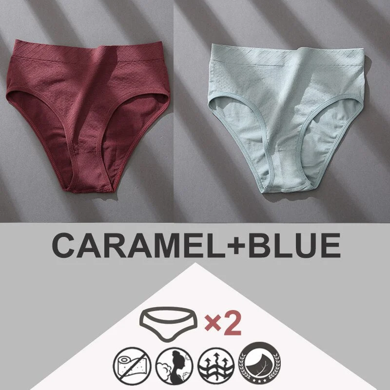 FINETOO 2PCS/Set Women Panties Bodyshaper M-2XL Women's Underwear Lingerie 8 Solid Colors Sexy Female Undepant High Waist Briefs