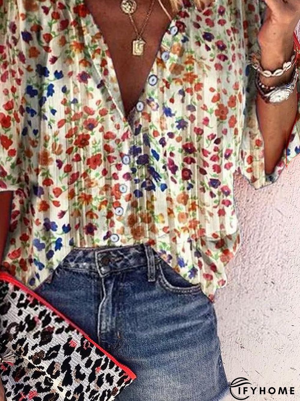 Cotton Shift Long Sleeve Blouse | IFYHOME