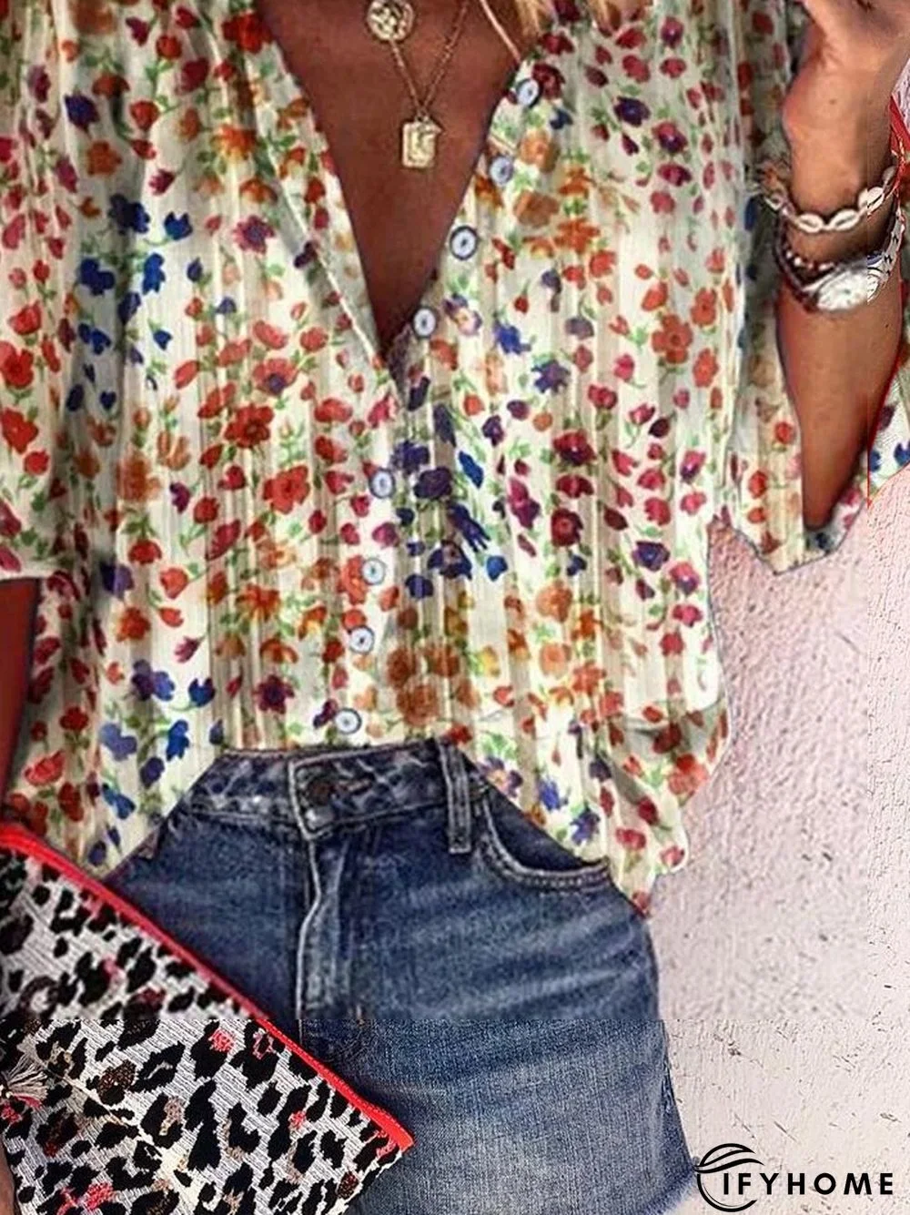 Cotton Shift Long Sleeve Blouse | IFYHOME