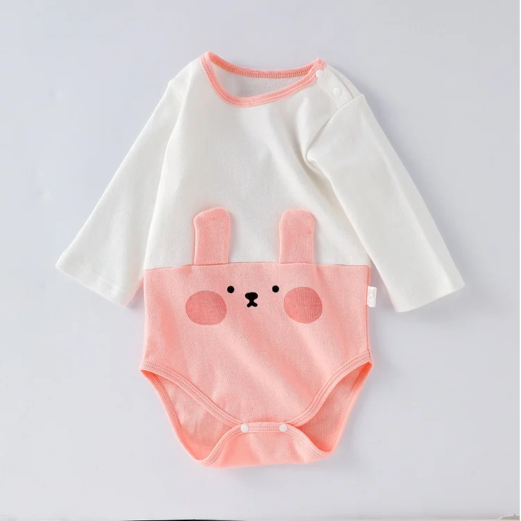 Baby Boy/Girl 3D Bear and Rabbit Print Long Sleeve Bodysuit