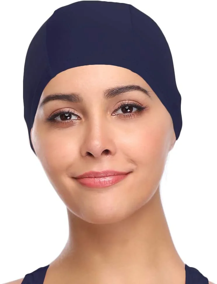 Womens Sports Nylon Spandex Fabric Swimming Cap Bathing Cap Head Cover