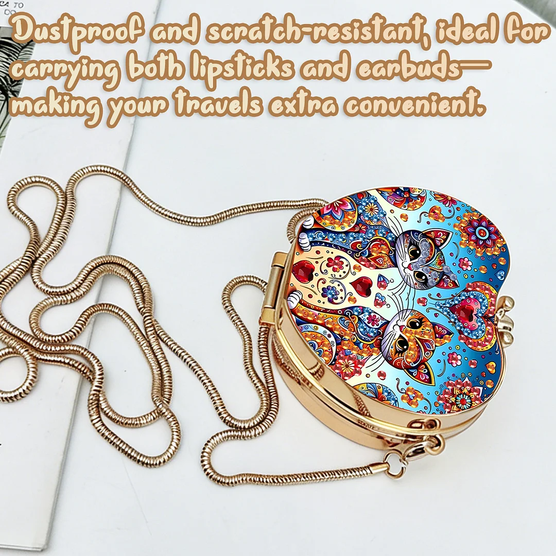 Cats A DIY Acrylic Love Diamond Art Painting Card Case Wallet with Chain Small Diamond Painting Crossbody Bag for Adults Women Girls Gift