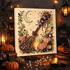 Halloween Bead Art DIY Pearl Painting Kit with Frame 20x20cm(witch broom)
