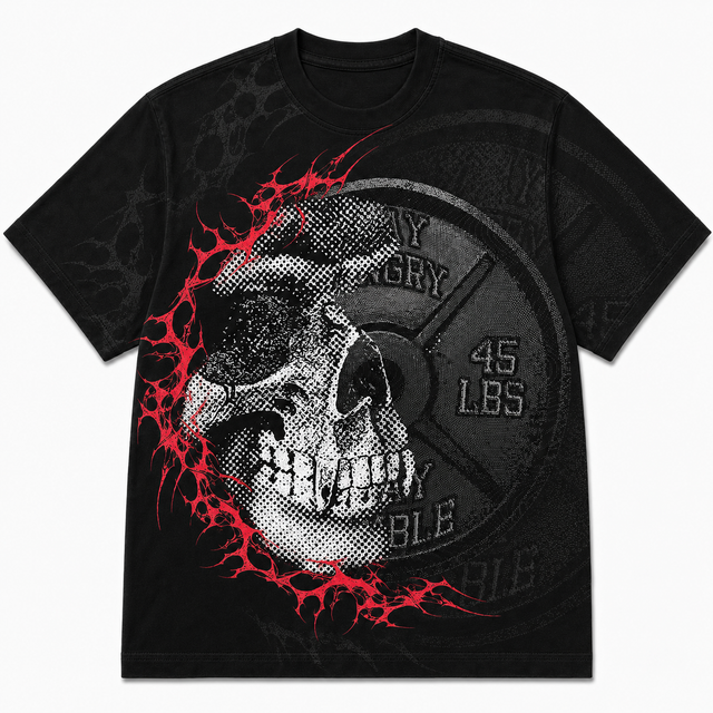 Gym Skull Plate Cotton T-Shirt