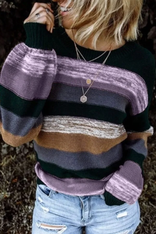 Fashion Casual Striped Knitting Sweater