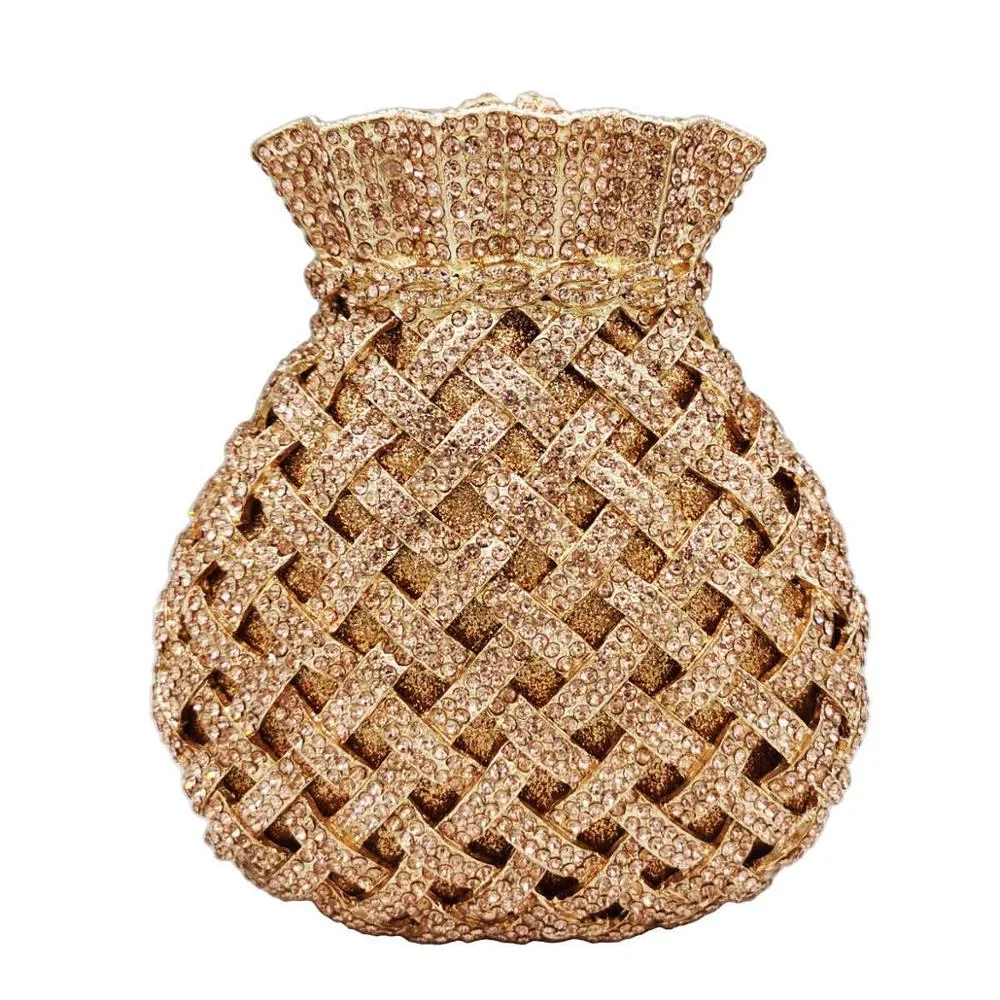 Fashion Yellow Crystal Evening Bags Party Purse Pouch Designer Bridal Wedding Clutch Bags Women Prom Handbags SM43