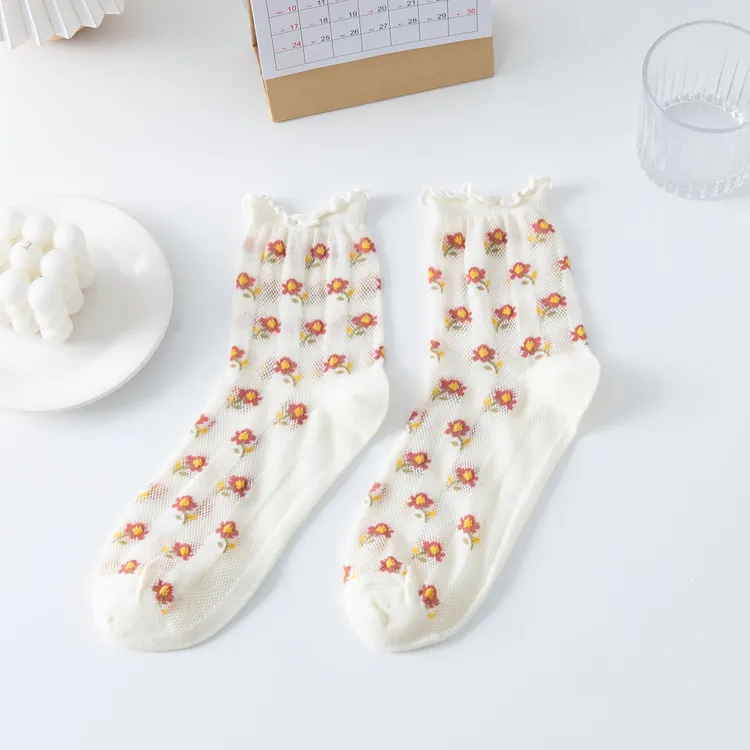 Floral Mesh Hollow Socks
