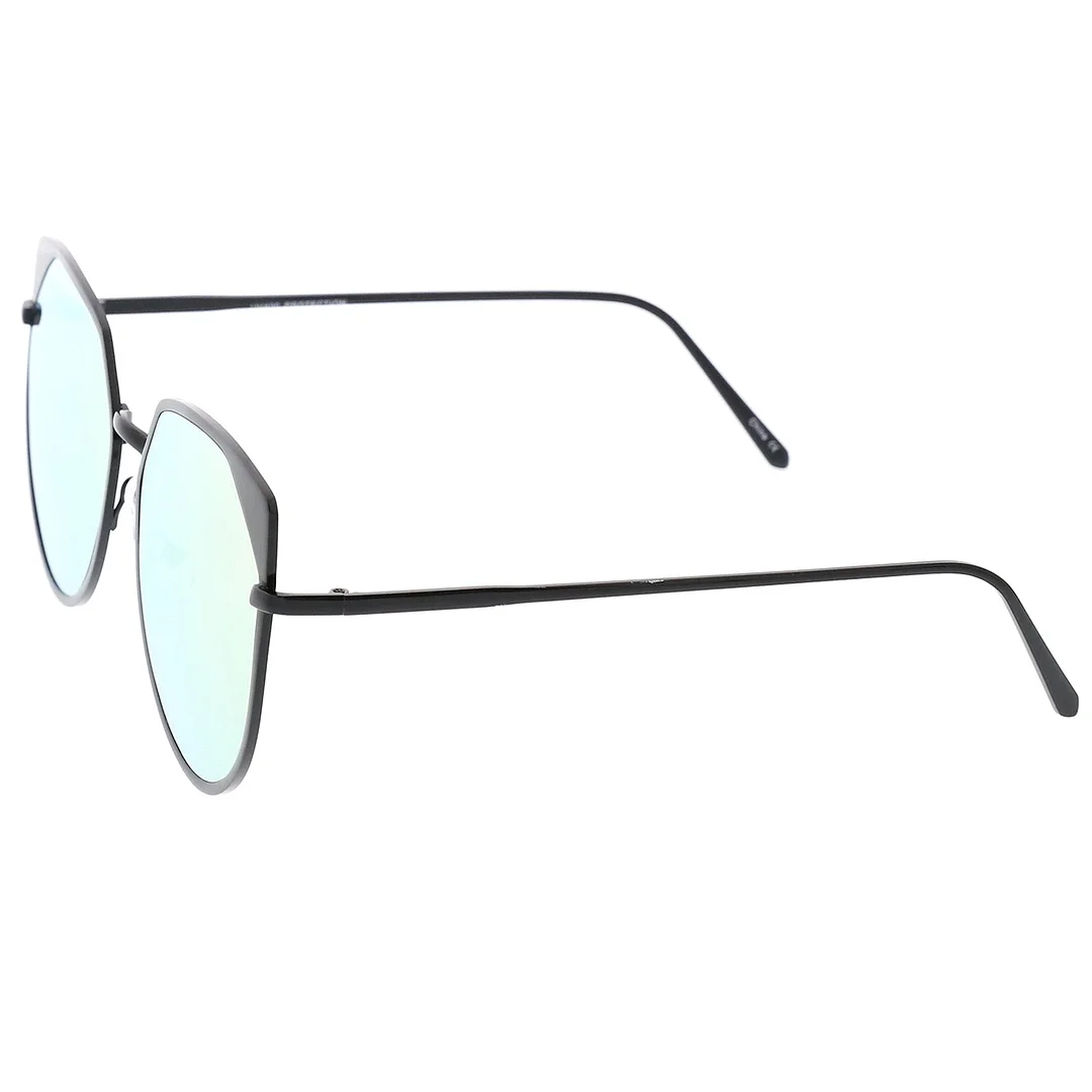 Women's Oversize Cat Eye glasses With Pink Colored Mirror Flat Lens 59mm