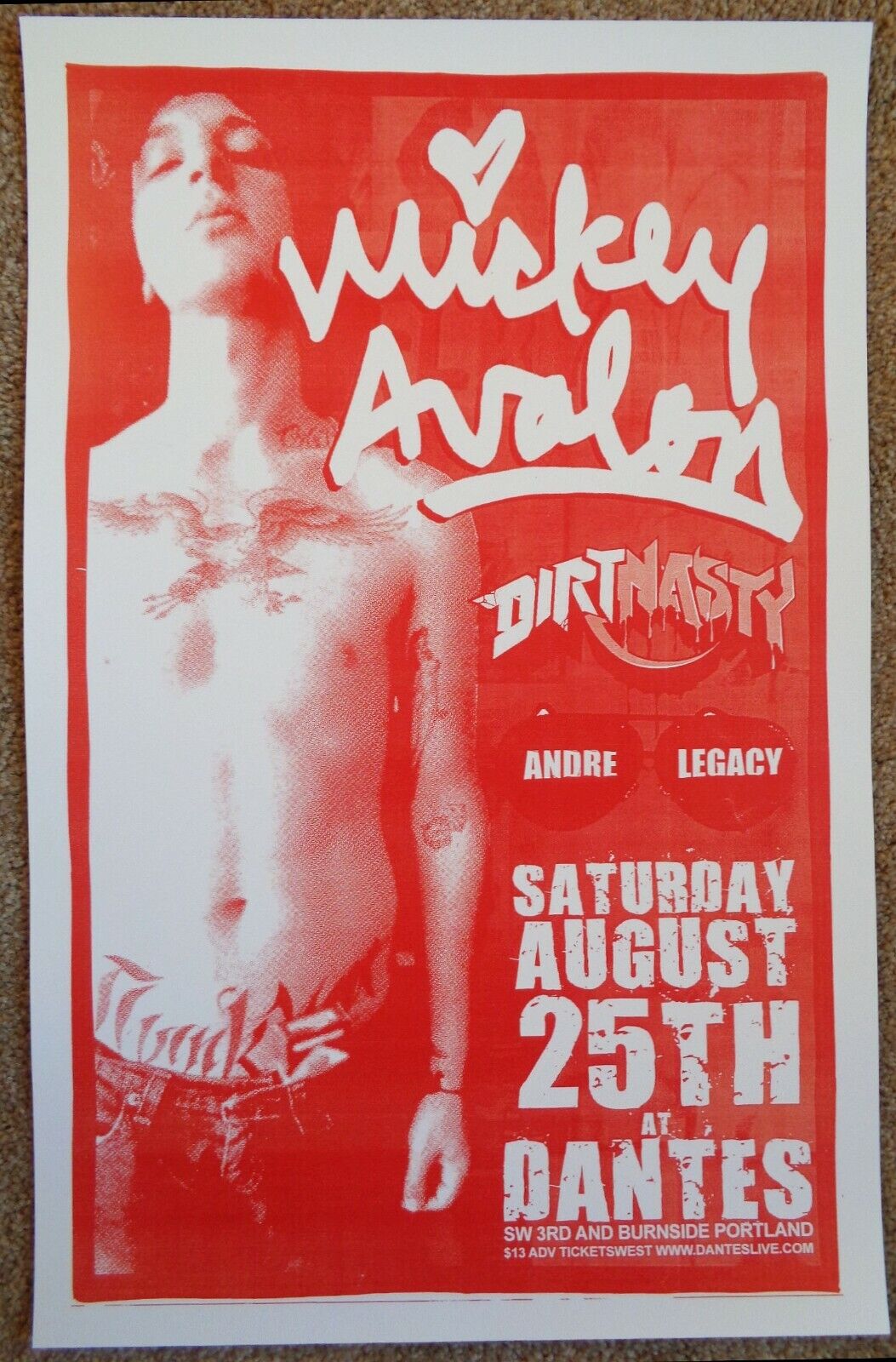 MICKEY AVALON 2007 Gig POSTER Portland Oregon Concert