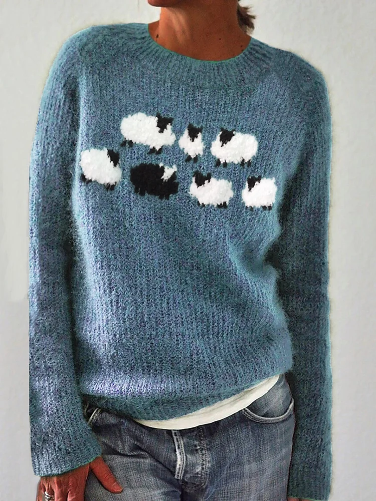 Fuzzy Sheep Fleece Knit Cozy Sweater