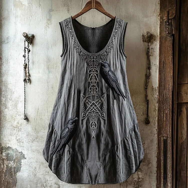 Tribal Raven Celtic Knot Art Linen Blend Tank Top