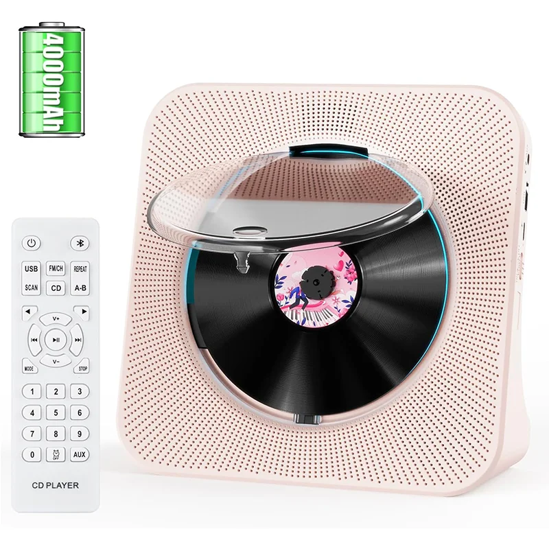 CD Player Bluetooth 4000mAh Rechargeable 
