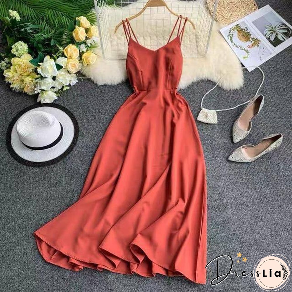 Marwin New-Coming Spring Summer Holiday Long Dress Cross Spaghetti Strap Open Back Beach Style Ankle-Length Women Dresses