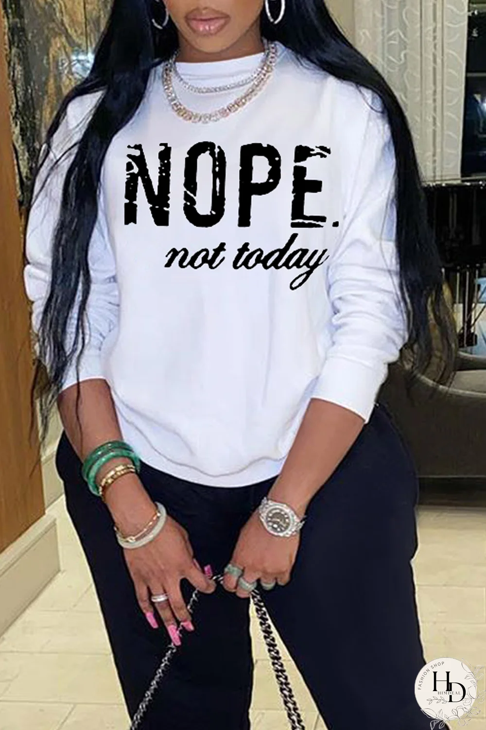 Yellow Fashion Print Letter O Neck Tops