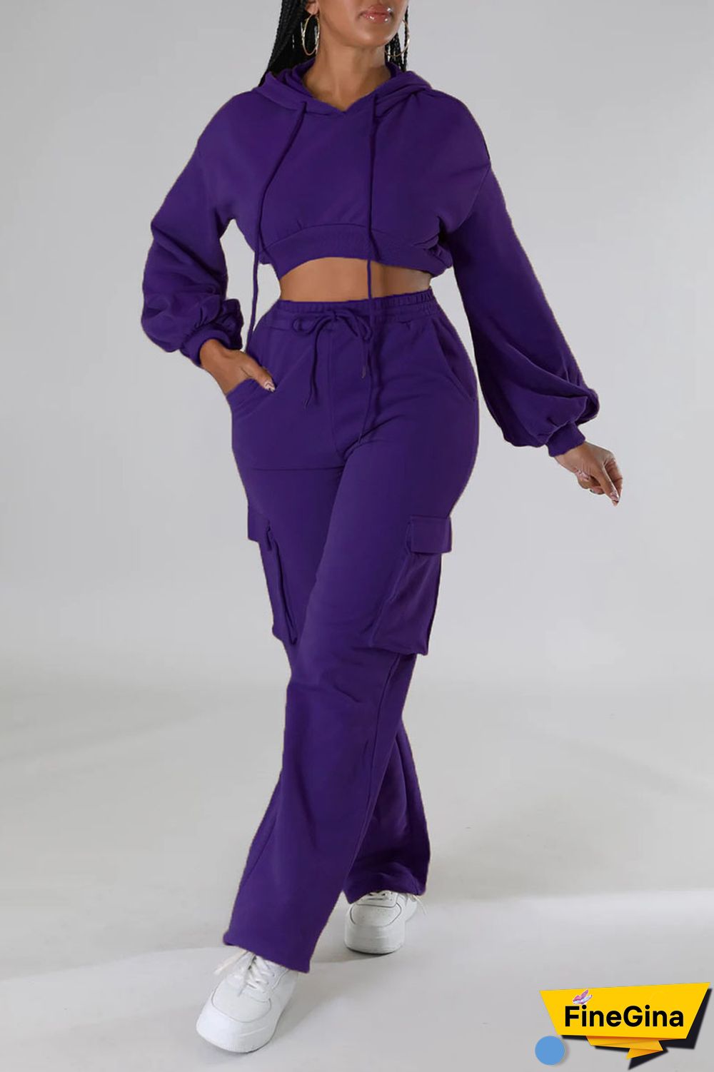 White Casual Solid Patchwork Hooded Collar Long Sleeve Two Pieces