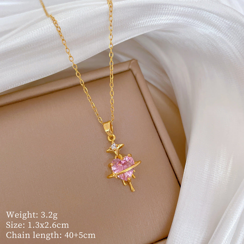 Copper Micro-Inlaid Necklace For Women Copper Micro-Inlaid Real Gold Electroplating Simple Ins Exquisite Clavicle Chain Neck Chain