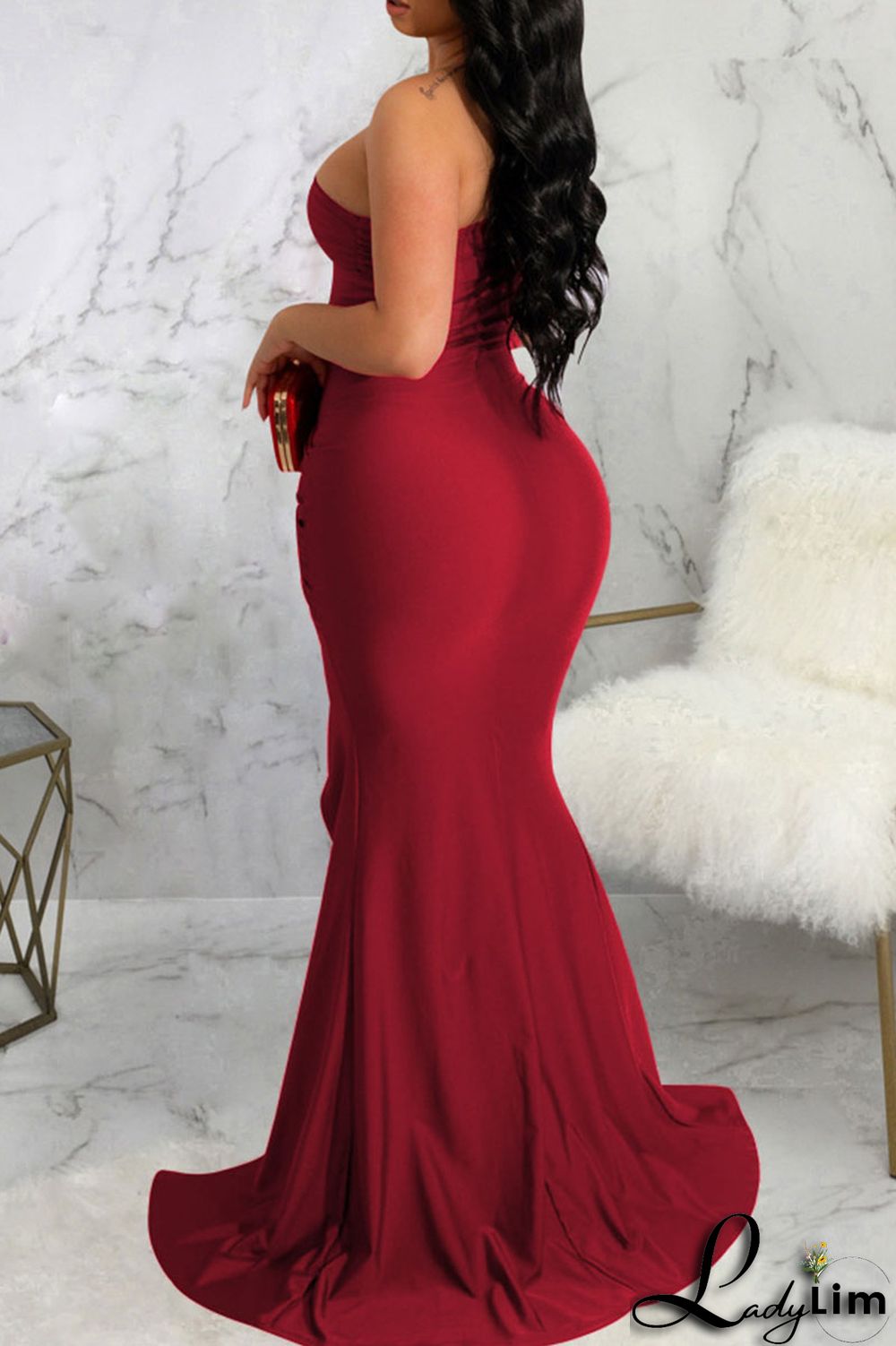 Tibetan Blue Sexy Elegant Solid Patchwork Slit Asymmetrical Off the Shoulder Evening Dress Dresses