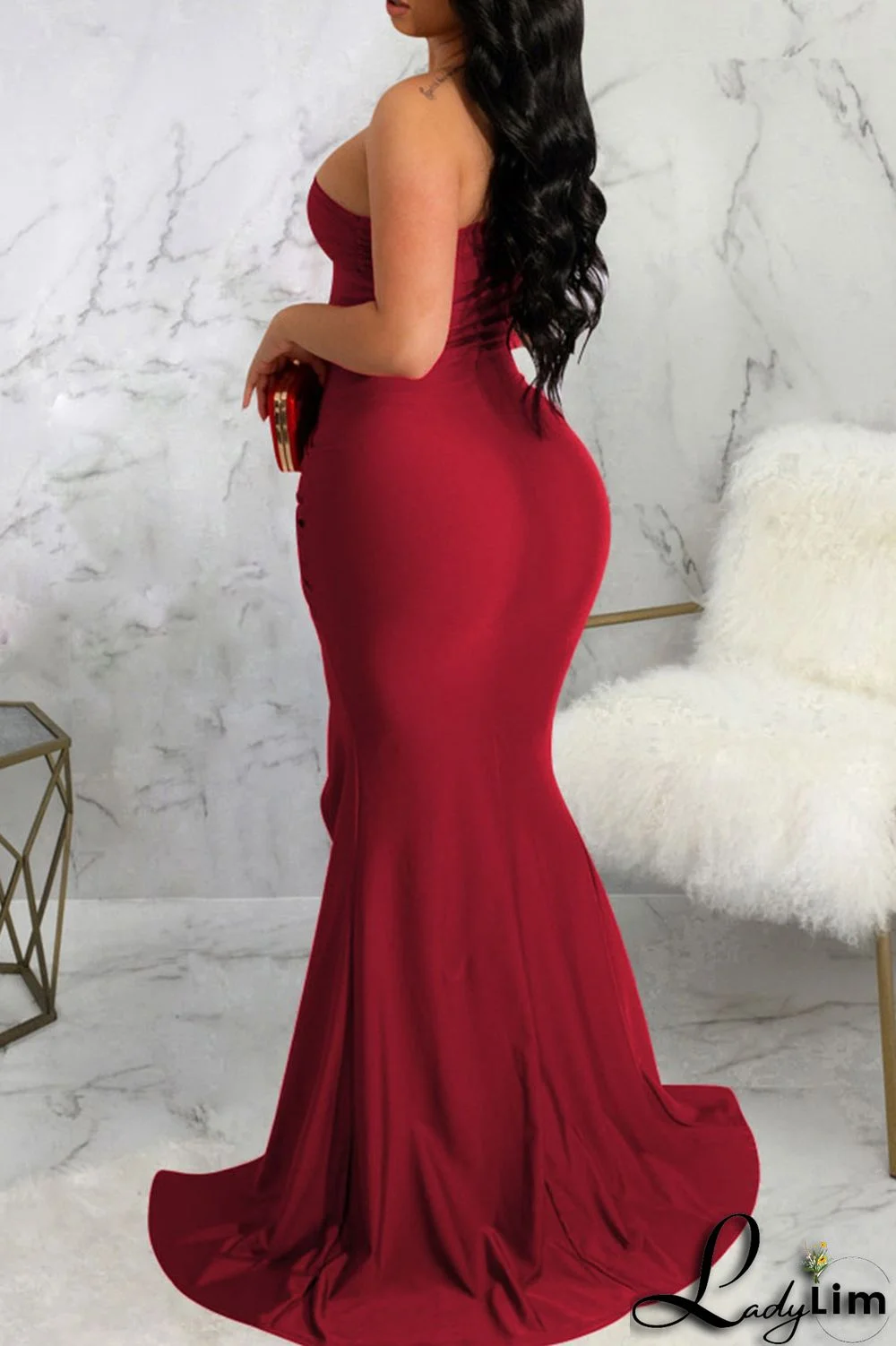 Tibetan Blue Sexy Elegant Solid Patchwork Slit Asymmetrical Off the Shoulder Evening Dress Dresses