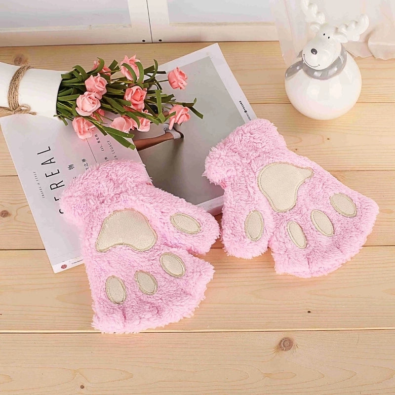 Women’s Cute Cartoon Plush Gloves 1 Pair