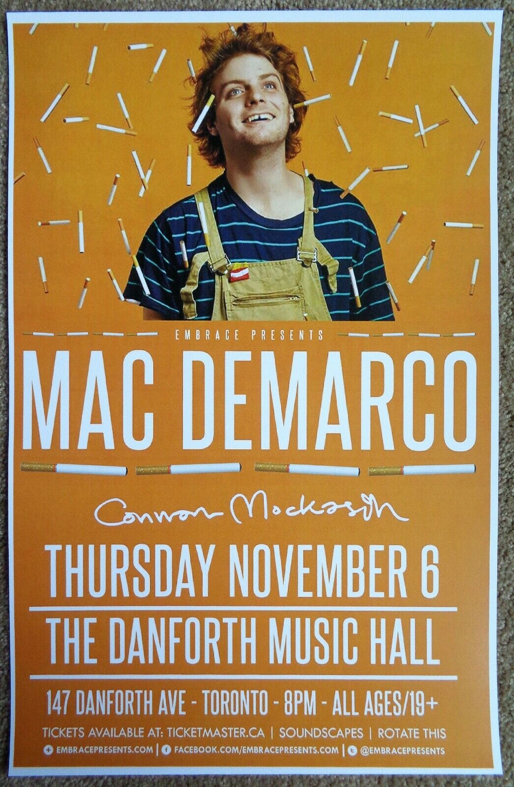 MAC DEMARCO 2014 Gig POSTER Toronto Canada Concert