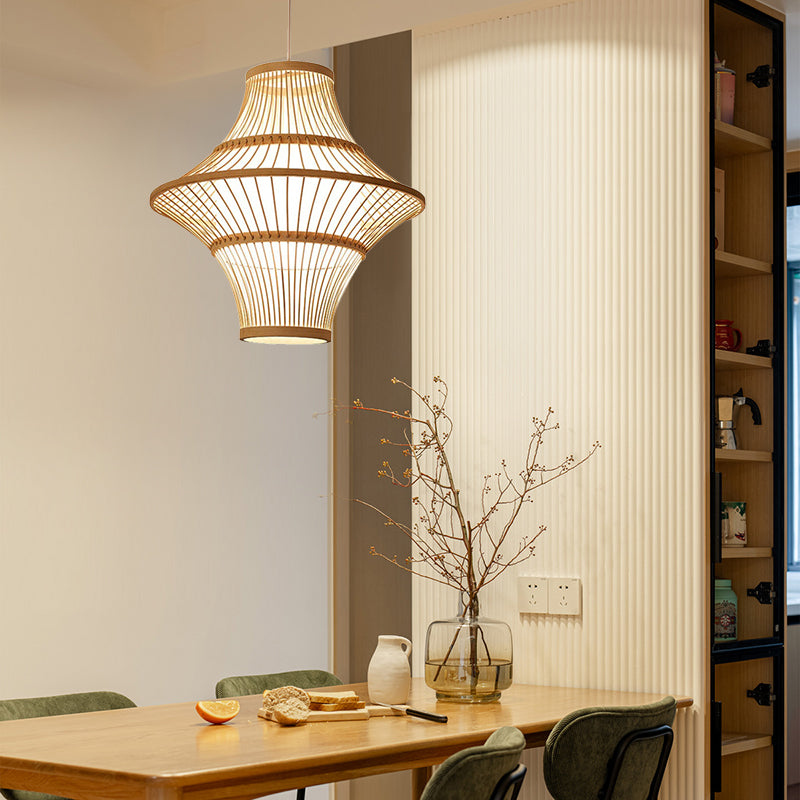 Bamboo Chandelier Retro Lantern Lamp Weaving Pendant Light Shade