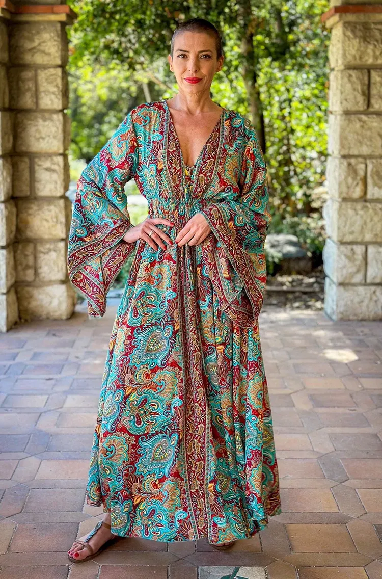 Casual Long Silk Wrap Dress For Daily Wear