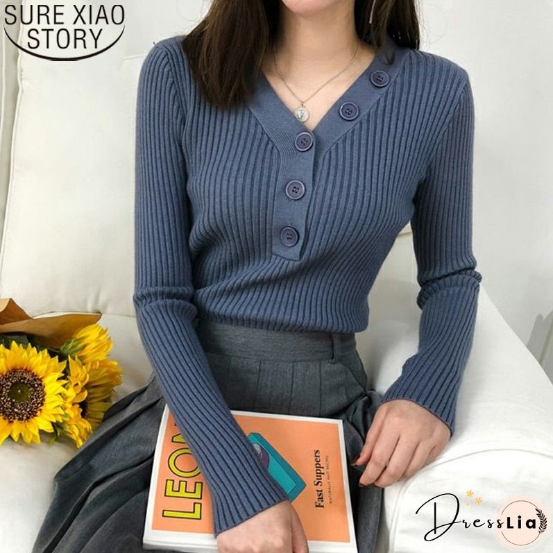 Christmas Gift Sweet Sweater Cardigan Women Long Sleeve Sweaters Solid 10 Colors V-neck Button Autumn and Winter Gentle Women's Knitwear 10807