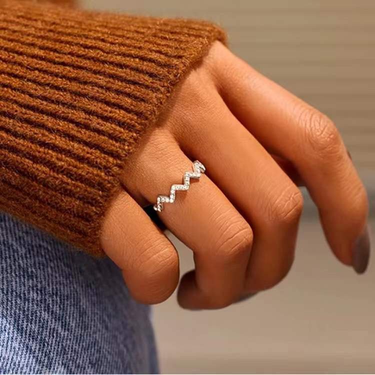 S925 Silver/18k Gold Ecg Wave V Ring KERENTILA