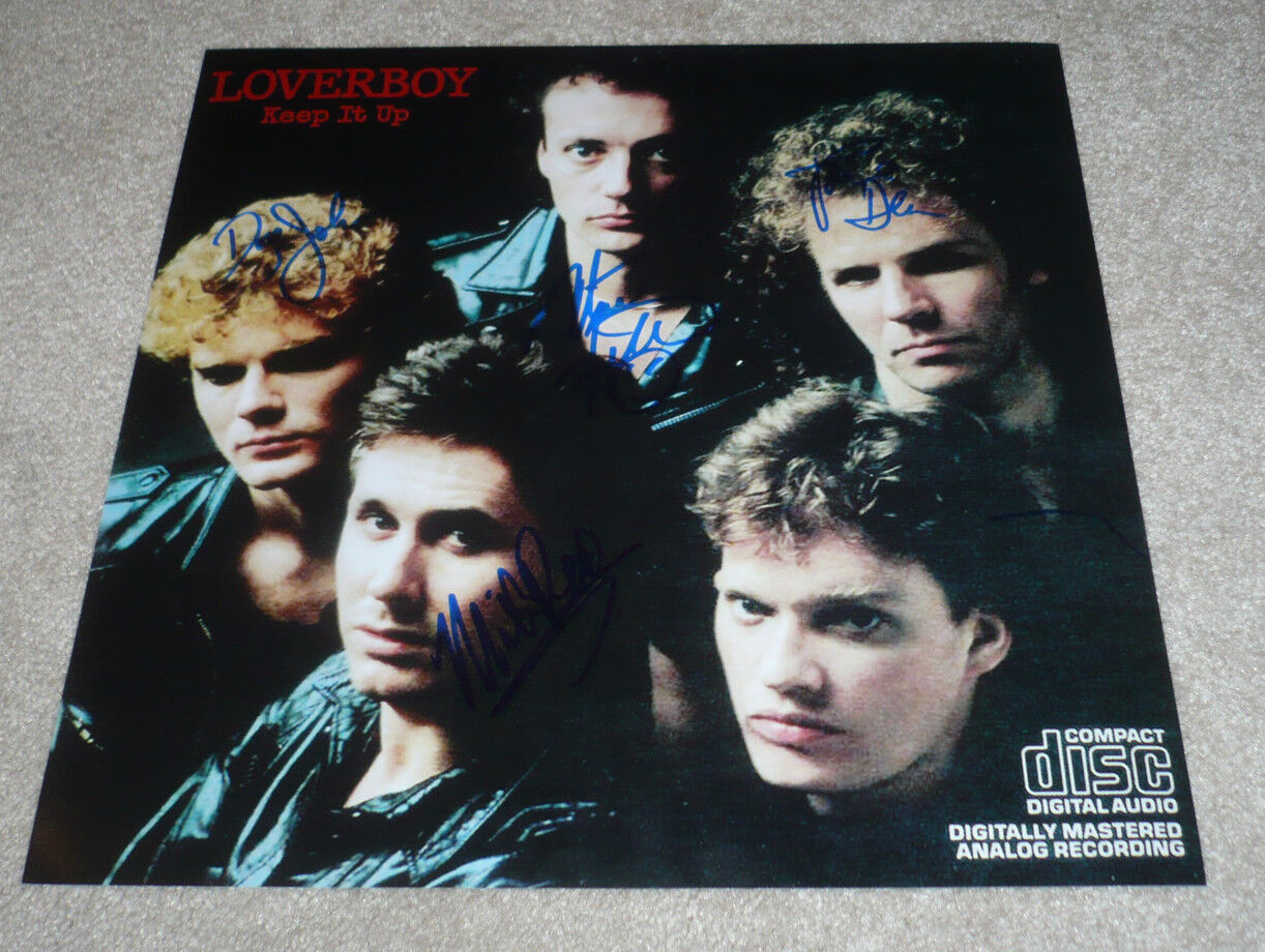 LOVERBOY ROCK BAND SIGNED AUTHENTIC 12X12 RECORD ALBUM FLAT Photo Poster painting C w/COA X4