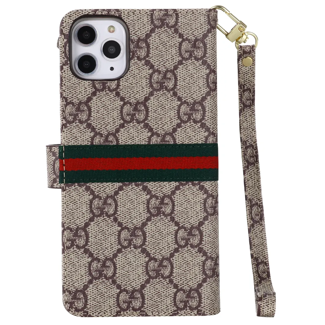 Monogram LV canvas leather wallet iPhone Samsung mobile phone case