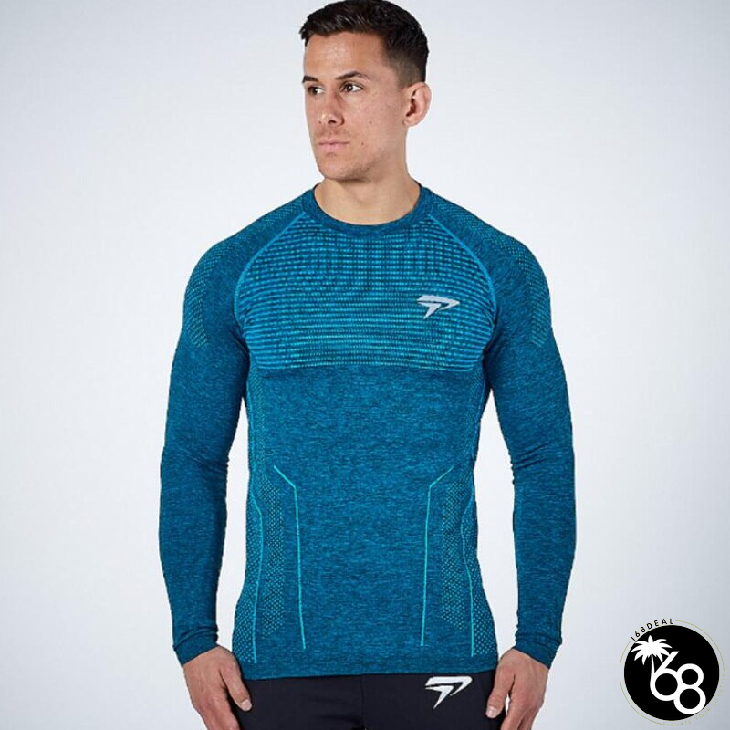 Men's Polyester O-Neck Quick Dry Gym Wear Striped Pattern Shirt | 168DEAL