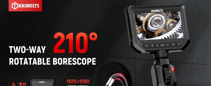 Product Introduction of KAIWEETS Two-Way Articulating Borescope Camera with Light. Waterproof Industrial Endoscope with 5FT Flexible Semi-Rigid Cable. Inspection Tools for Automotive. Vehicle. Drain. DIY Mechanic. Air Conditioner. Home Improvement. Gift for Family 1