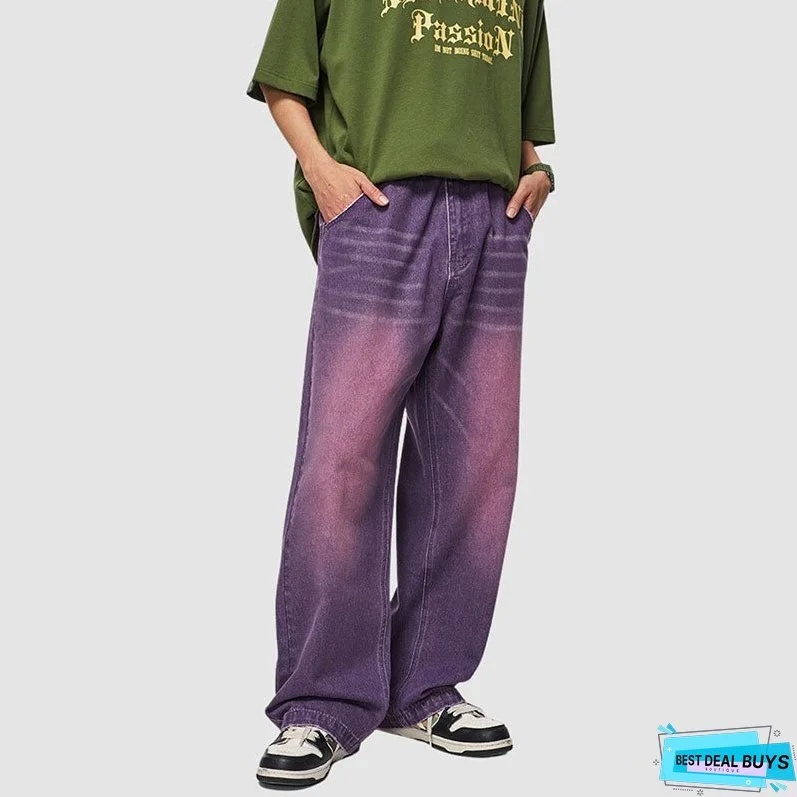 Macaron Inspired Washed Wide Leg Jeans