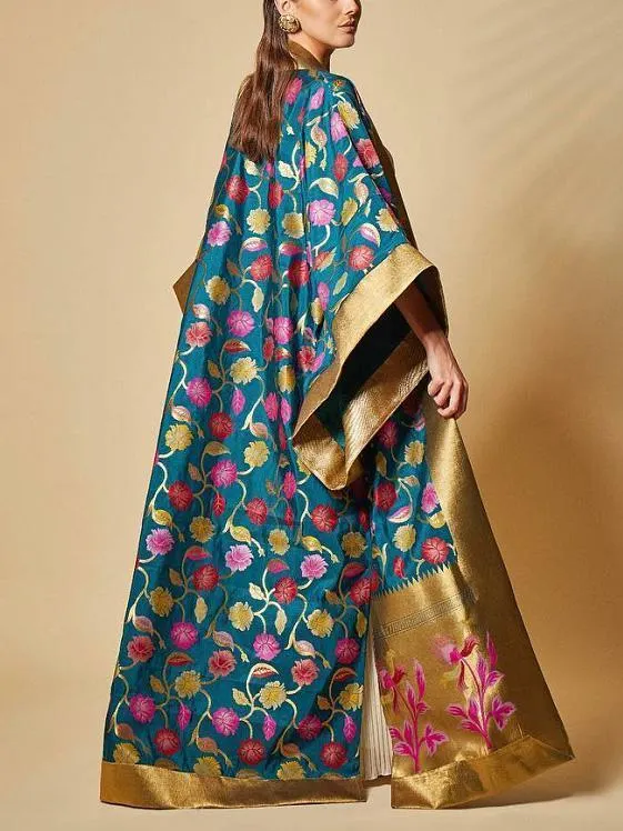 Bright Color Flower Pattern Women Baggy Abaya