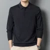 Long-sleeved casual lapel all-match thin POLO sweater