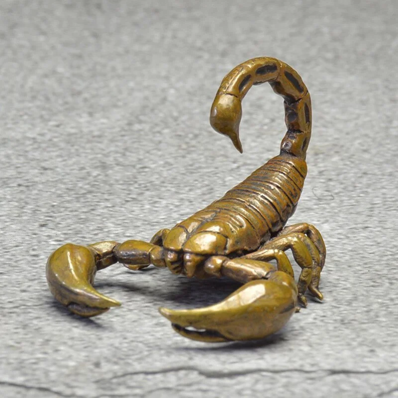 Pure Copper Animal Scorpion King Figurines Miniatures Vintage Classical Desktop Ornament Decorations Accessories Brass Tea Pet