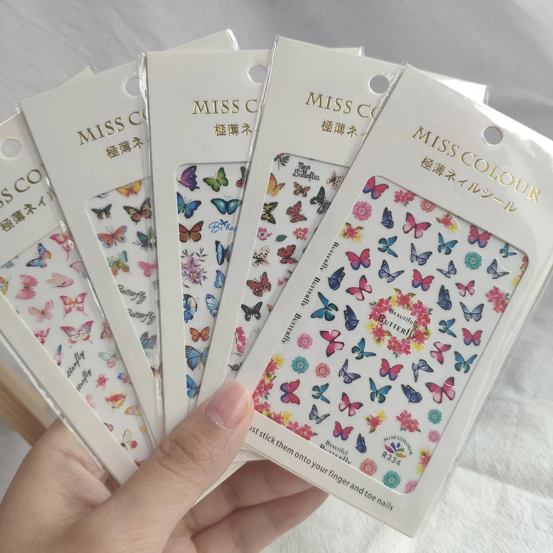 12PCS/3pcs Holographic 3D Butterfly Snake Dragon Love Design Laser Nail Stickers Winter Nail Art Decoration Nail DIY Accessories-Nail Inspo