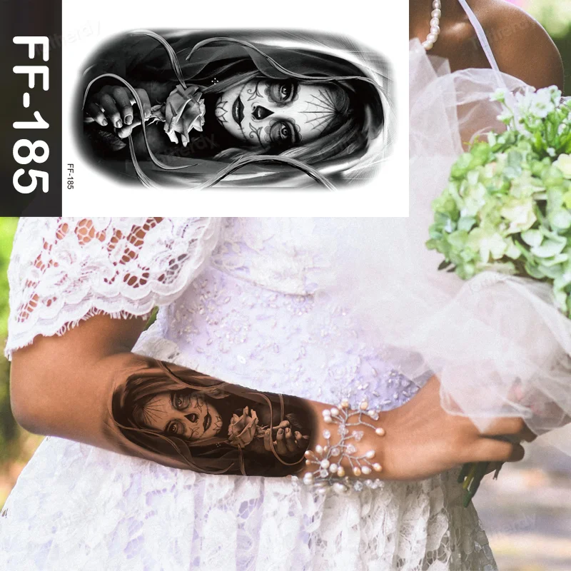 Sdrawing Animal Temporary Tattoo Sticker Black Lion King Wolf Tiger Men Body Art Painting Tattoo Fake Water Transfer Sexy Women