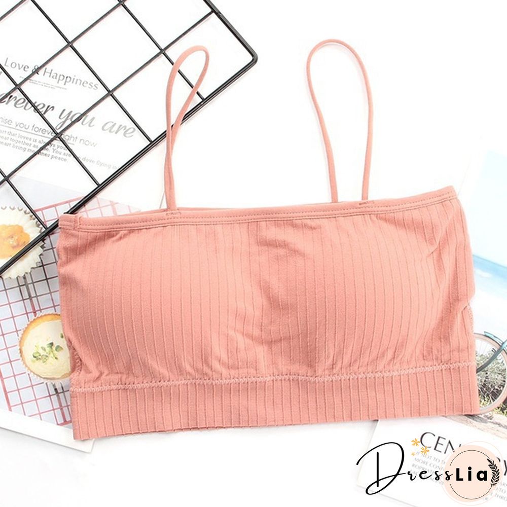 Fashion Womens Sleeveless Striped Bra Padded Tank Tops Spaghetti strap bralette crop top